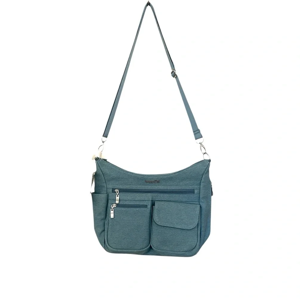 Baggallini Modern Everywhere hobo denim crossbody bag w/removable RFID wristlet - Picture 5 of 9